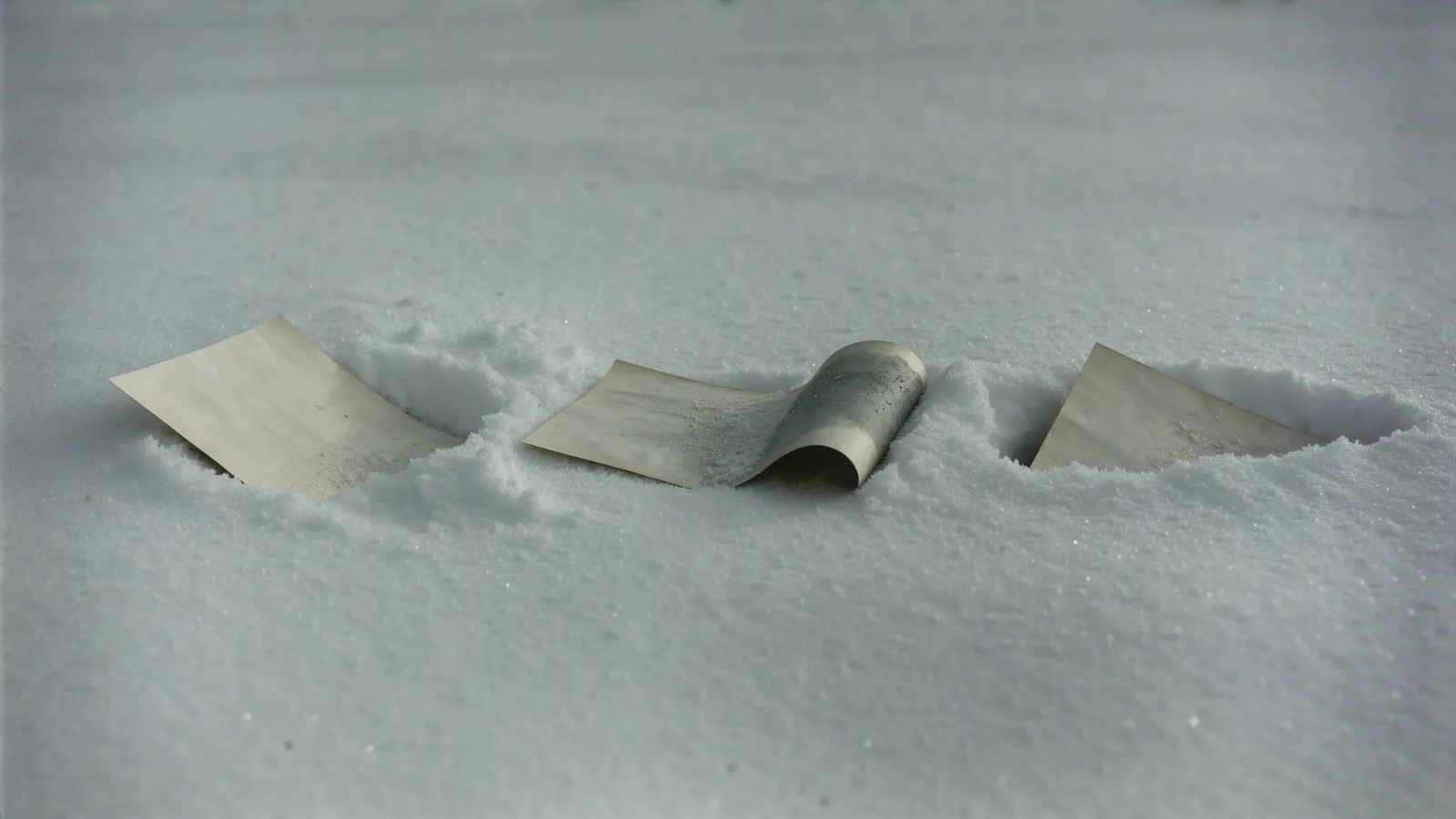 Soft layers of pale paper sheets fading into a cold blue-grey haze